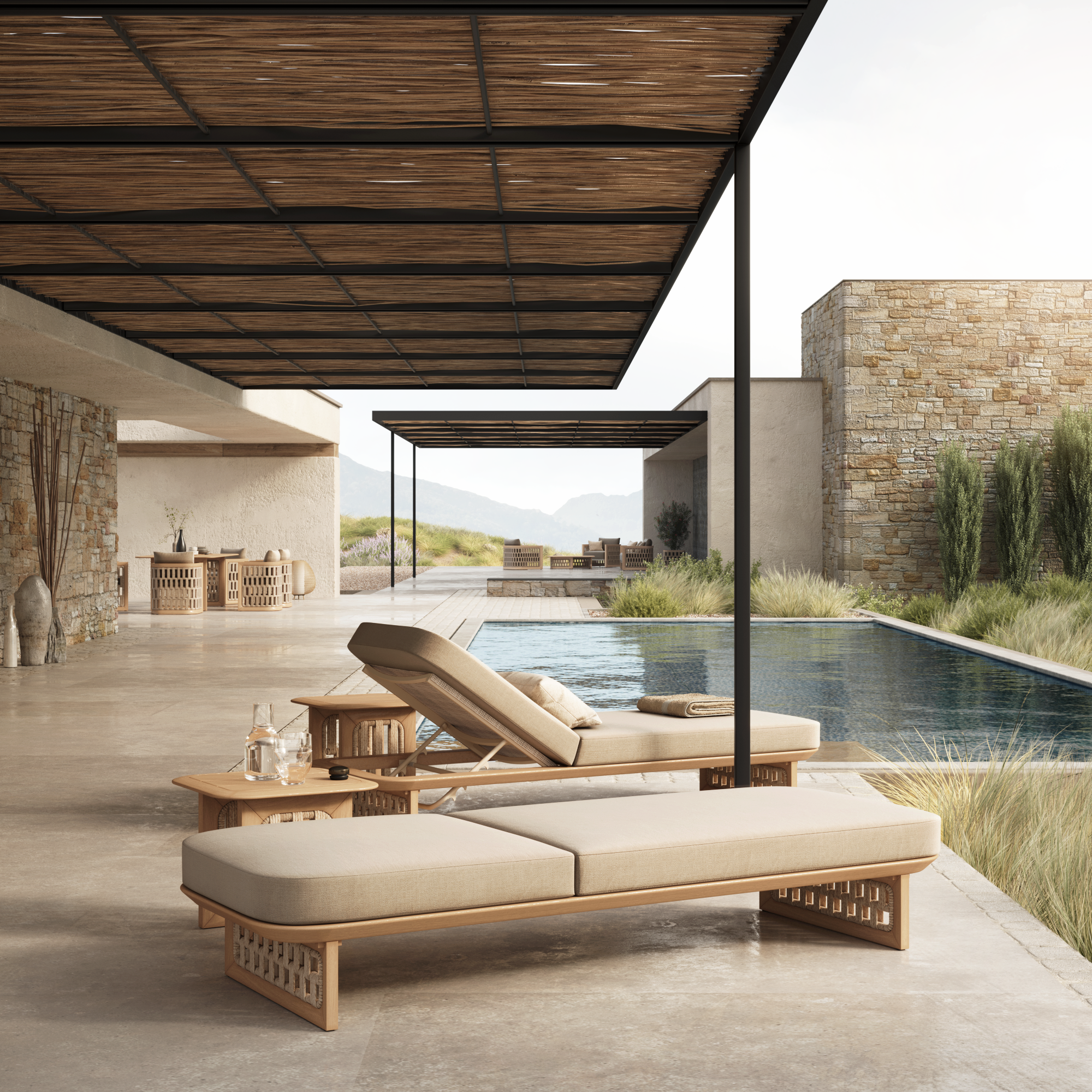 N2 Sun Lounger Light Teak - Image 2