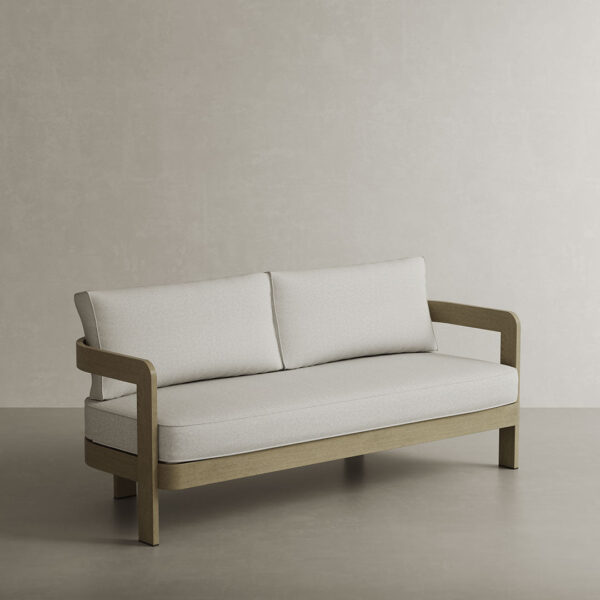 N3 Oak Three Seater Sofa Bone Canvas