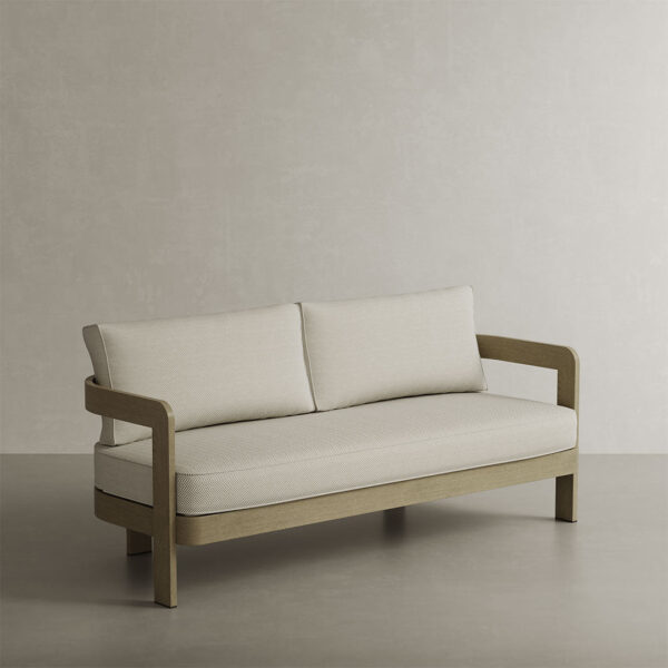 N3 Oak Three Seater Sofa Pearl Herringbone