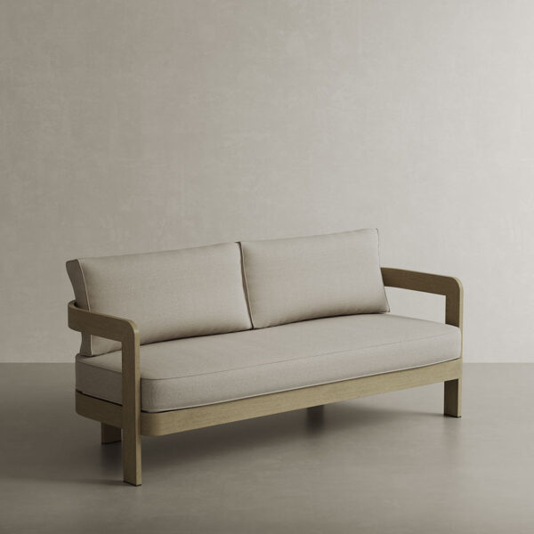 N3 Oak Three Seater Sofa Sand Canvas