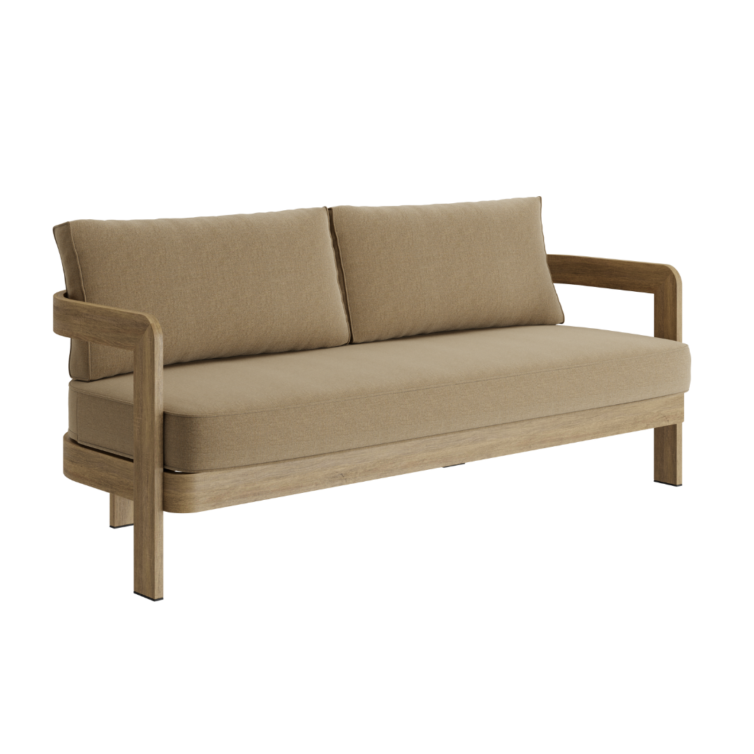 N3 Oak Three Seater Sofa Wheat Canvas - Image 6