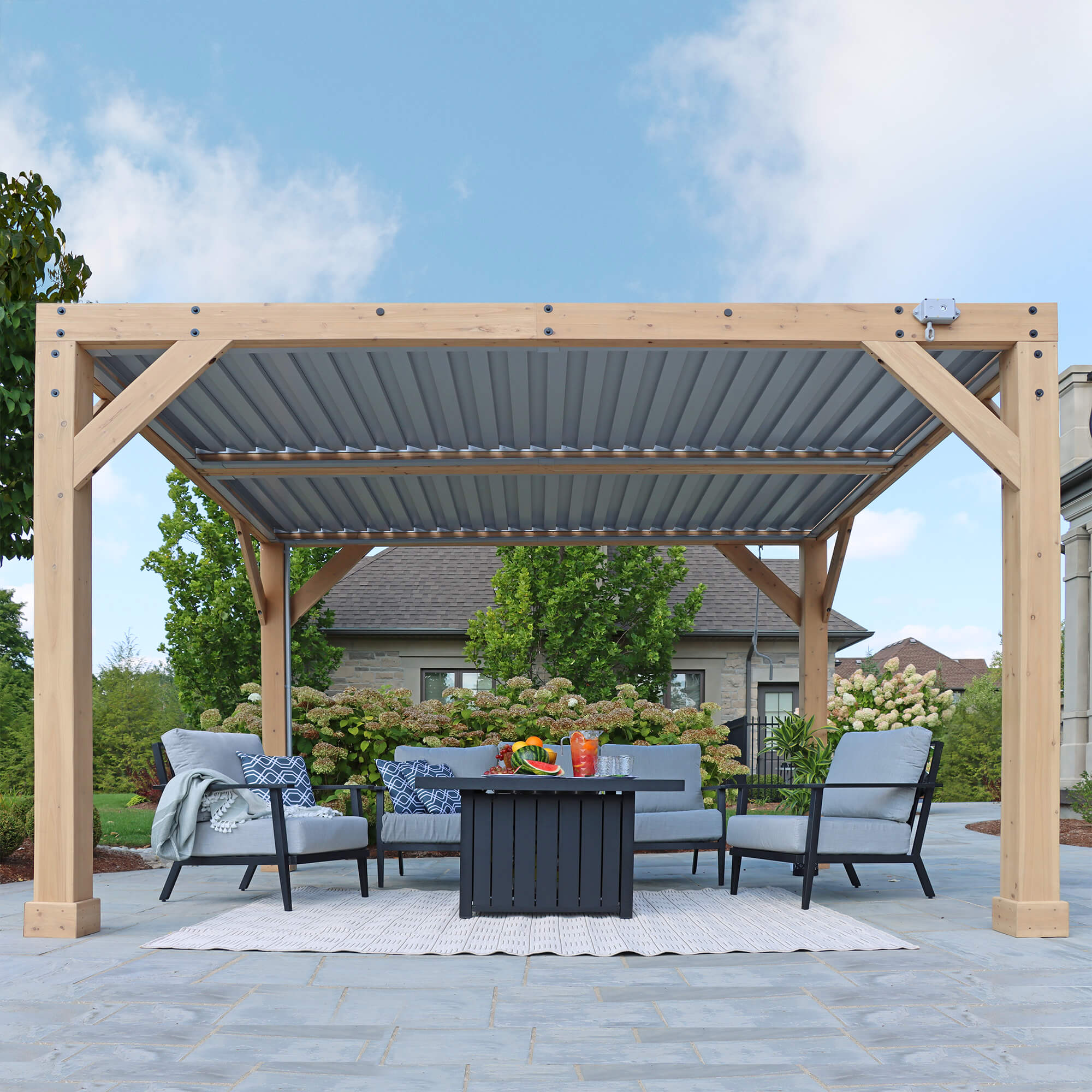YardistryStructures 10 x 12 Ft Cedar Wood Louvered Pergola, Natural Cedar - Image 2