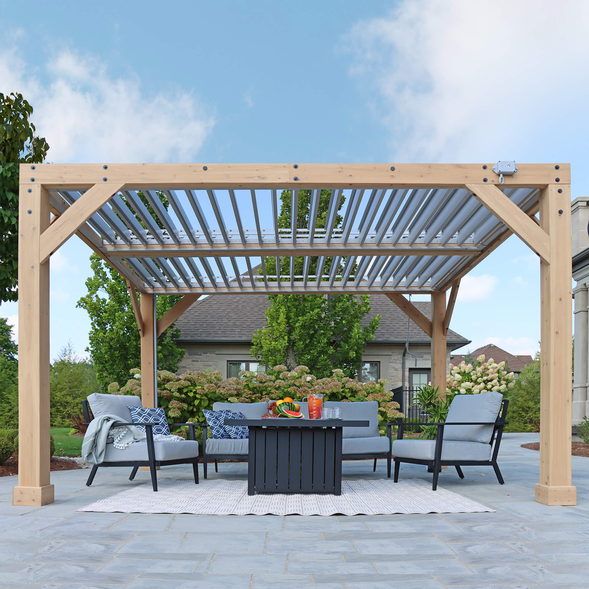 YardistryStructures 10 x 12 Ft Cedar Wood Louvered Pergola, Natural Cedar - Image 3