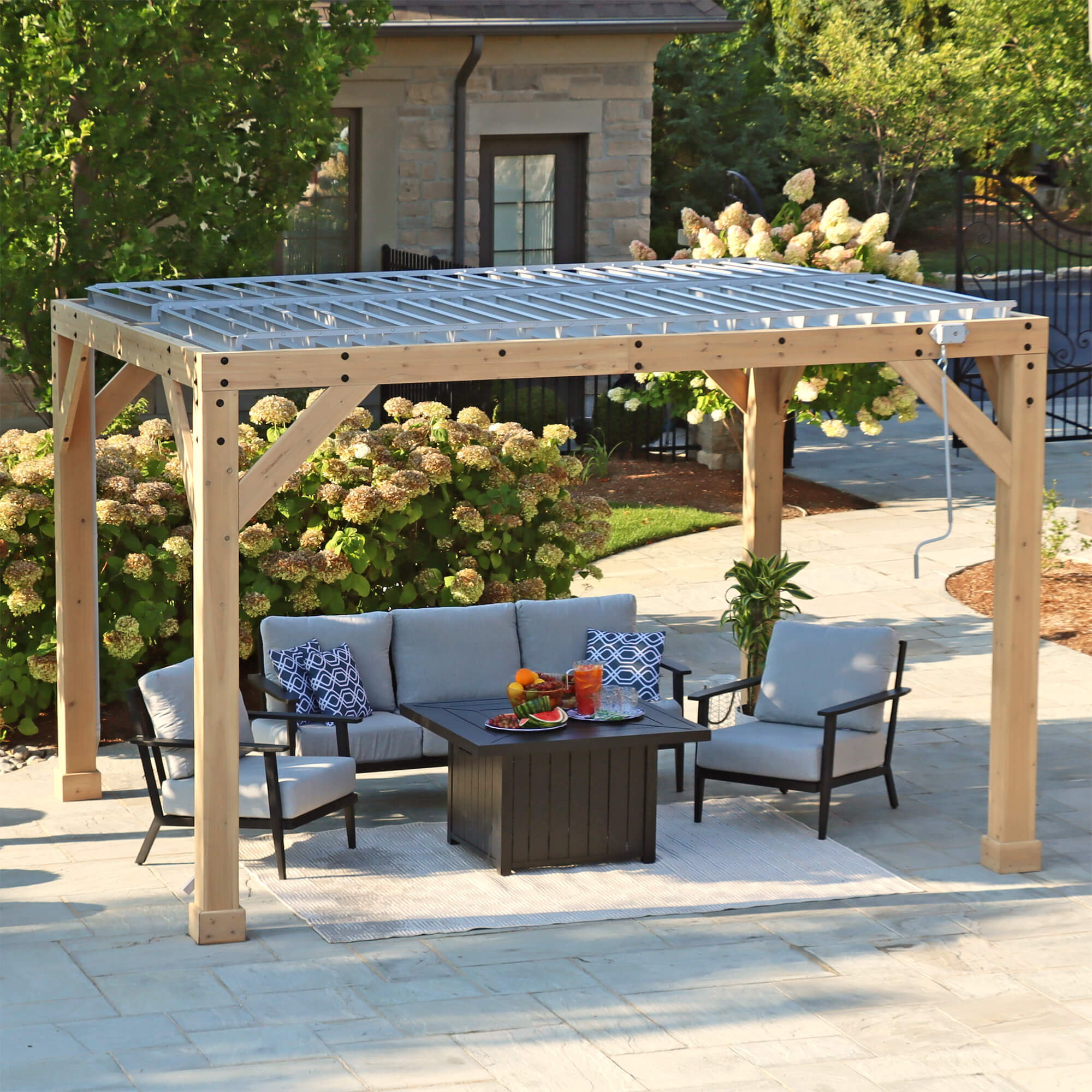 YardistryStructures 10 x 12 Ft Cedar Wood Louvered Pergola, Natural Cedar - Image 4