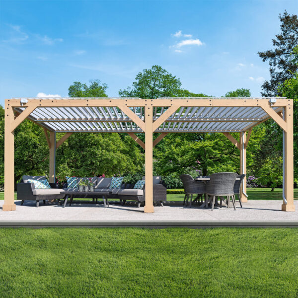 Yardistry 10 x 20 ft Natural Cedar Wooden Louvered Pergola