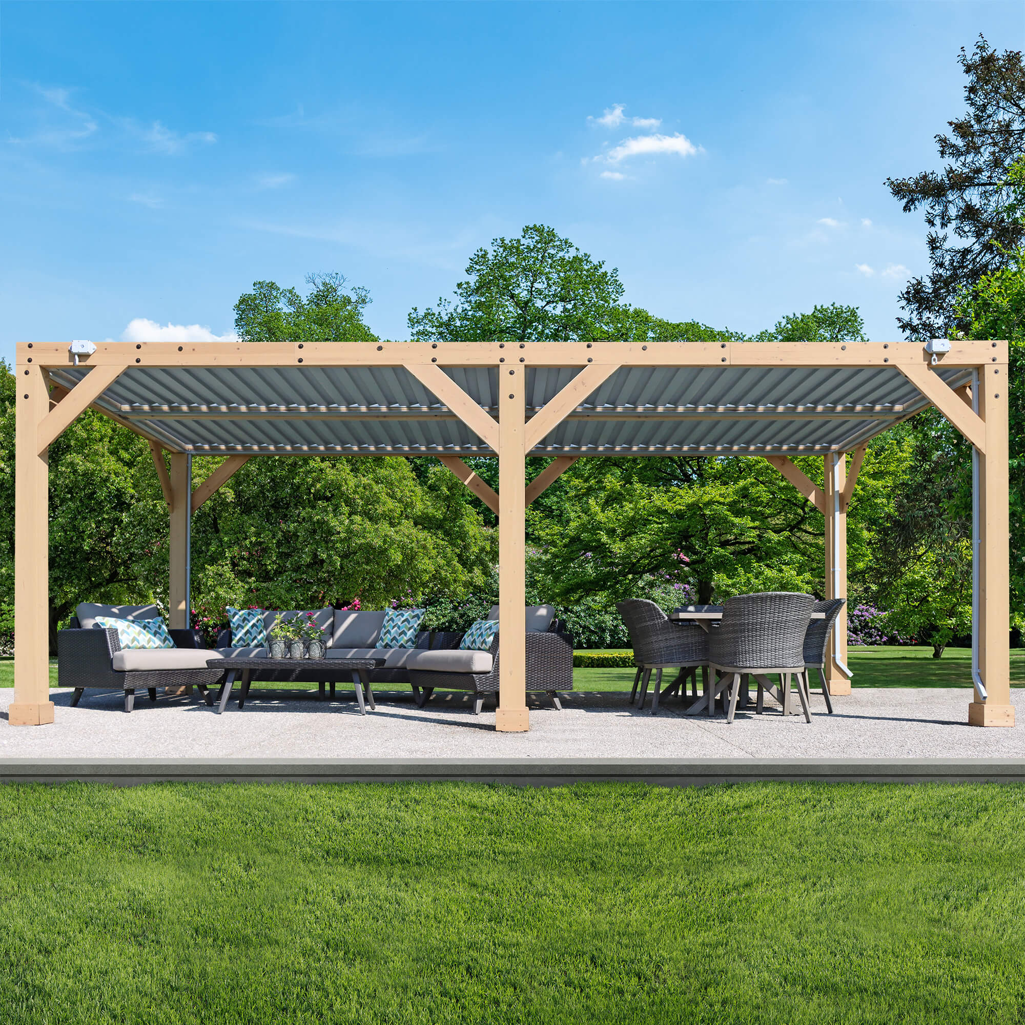Yardistry 10 x 20 ft Natural Cedar Wooden Louvered Pergola - Image 2