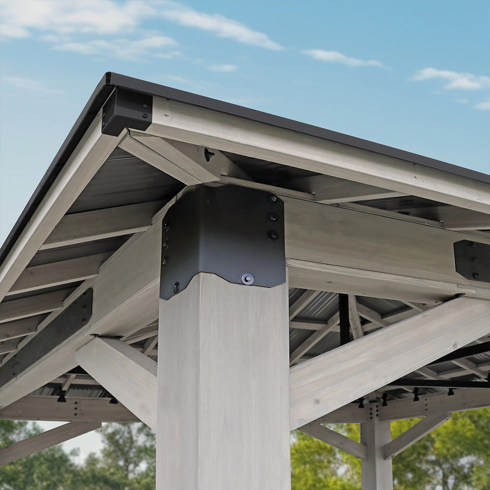 Yardistry Structures Timber Frame Gazebo 16 x 16 Ft Timber Grey/Graphite Gray With Aluminum Roof - Image 5