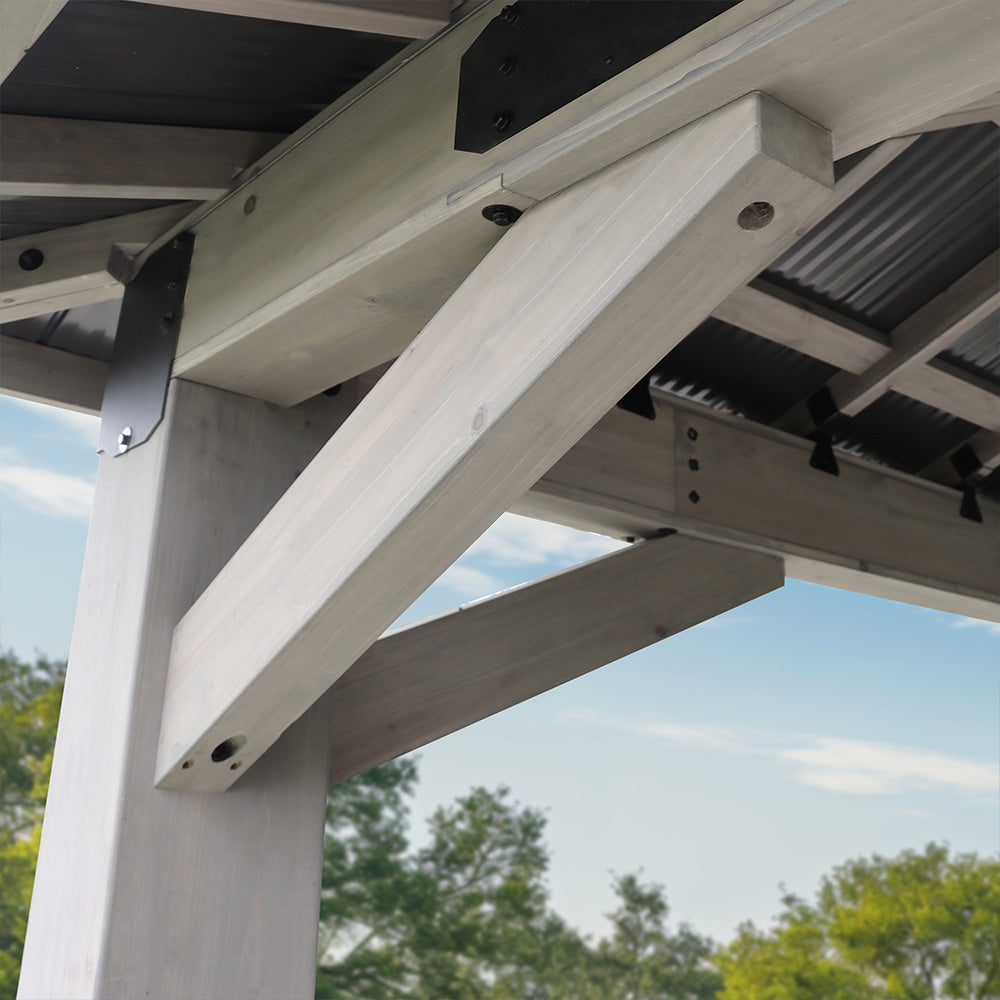 Yardistry Structures Timber Frame Gazebo 16 x 16 Ft Timber Grey/Graphite Gray With Aluminum Roof - Image 6