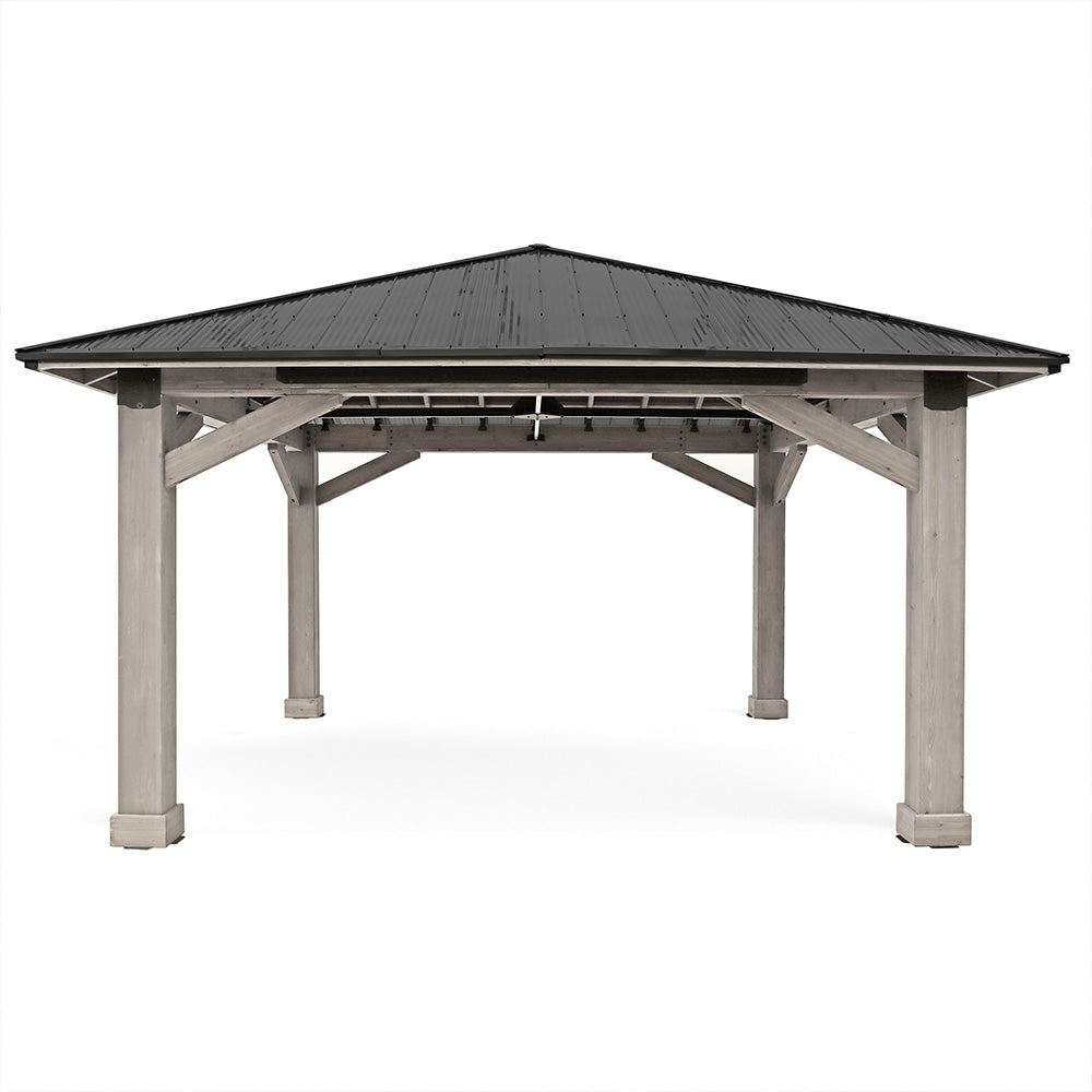 Yardistry Structures Timber Frame Gazebo 16 x 16 Ft Timber Grey/Graphite Gray With Aluminum Roof - Image 8
