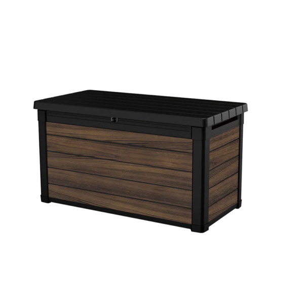 Keter Signature 100 Gallon Resin Deck Box, Rosewood Brown