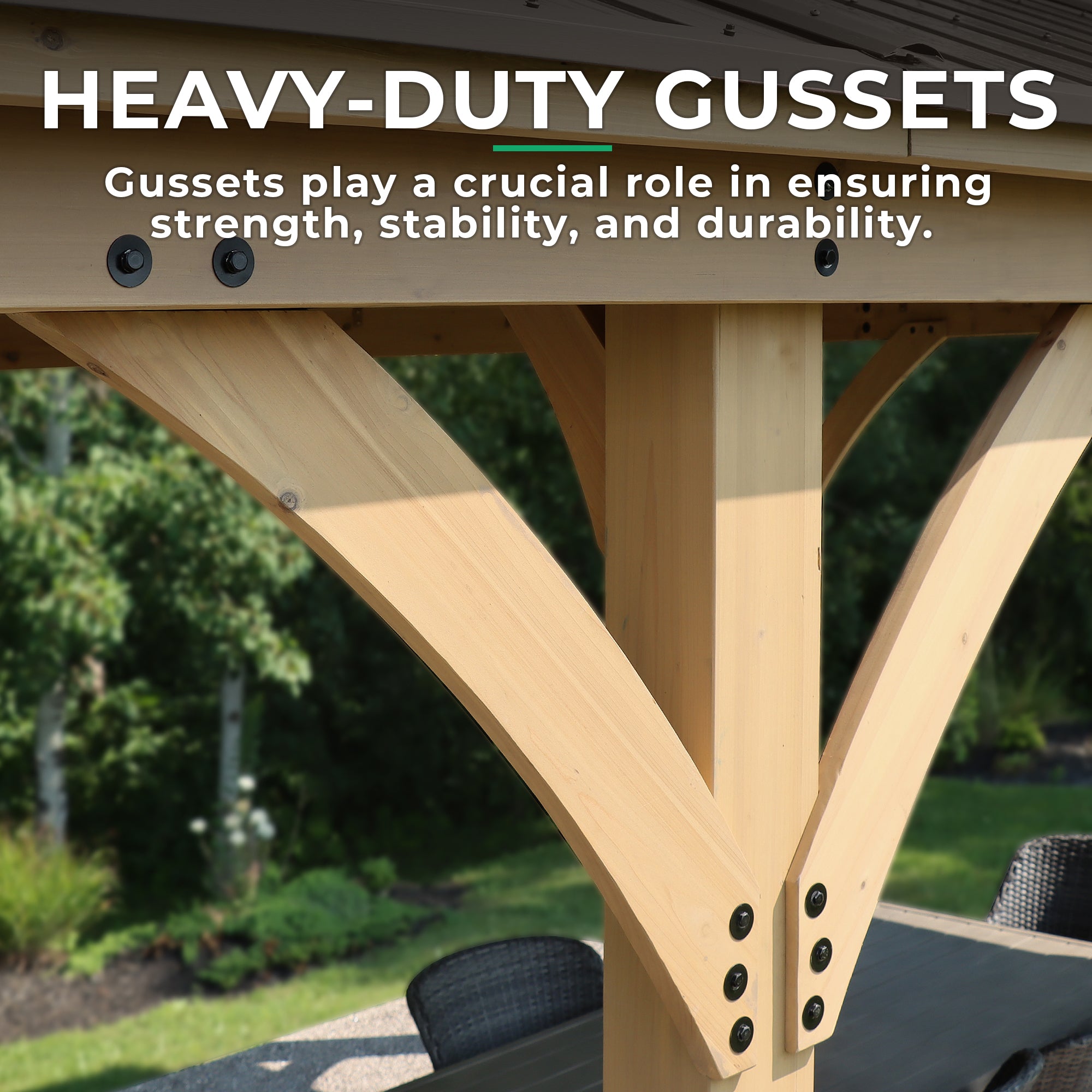 Yardistry Structures 12x24 ft Cedar Gazebo with Aluminum Roof, Natural Cedar/Coffee Brown - Image 5