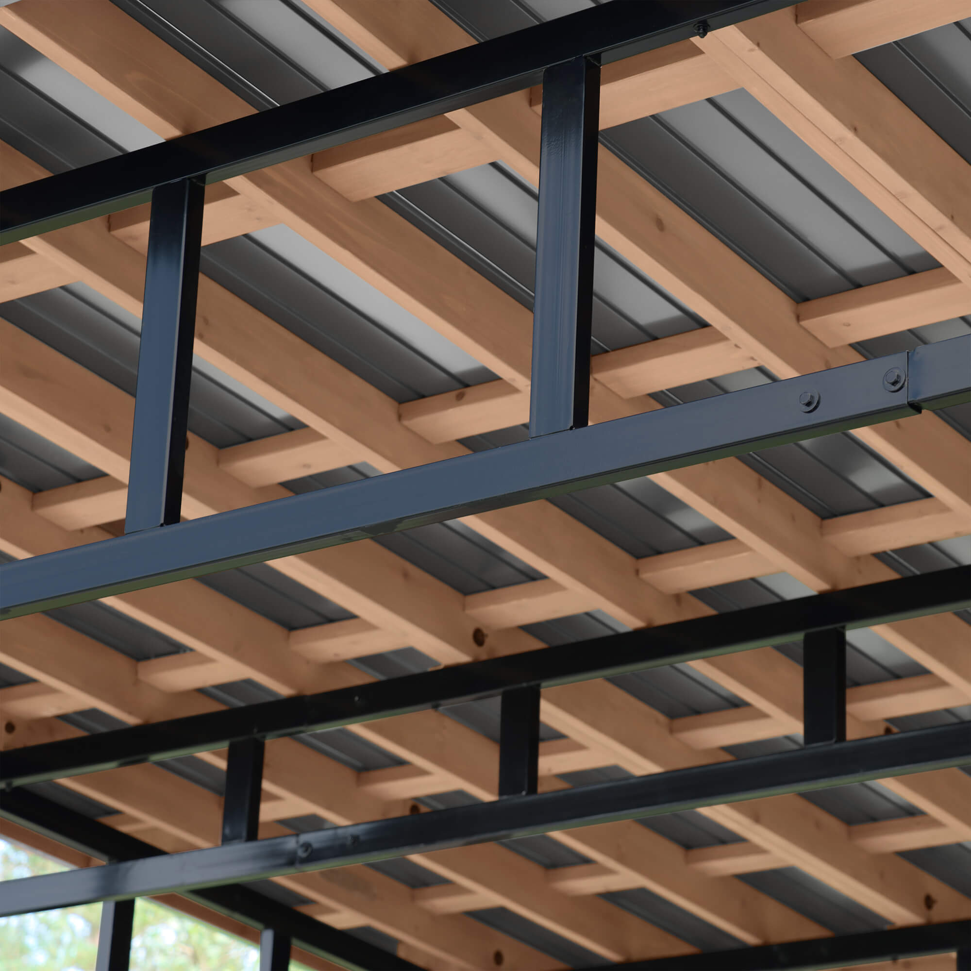 Yardistry Structures Gazebo Black Steel Cedar 12x14 ft - Image 6