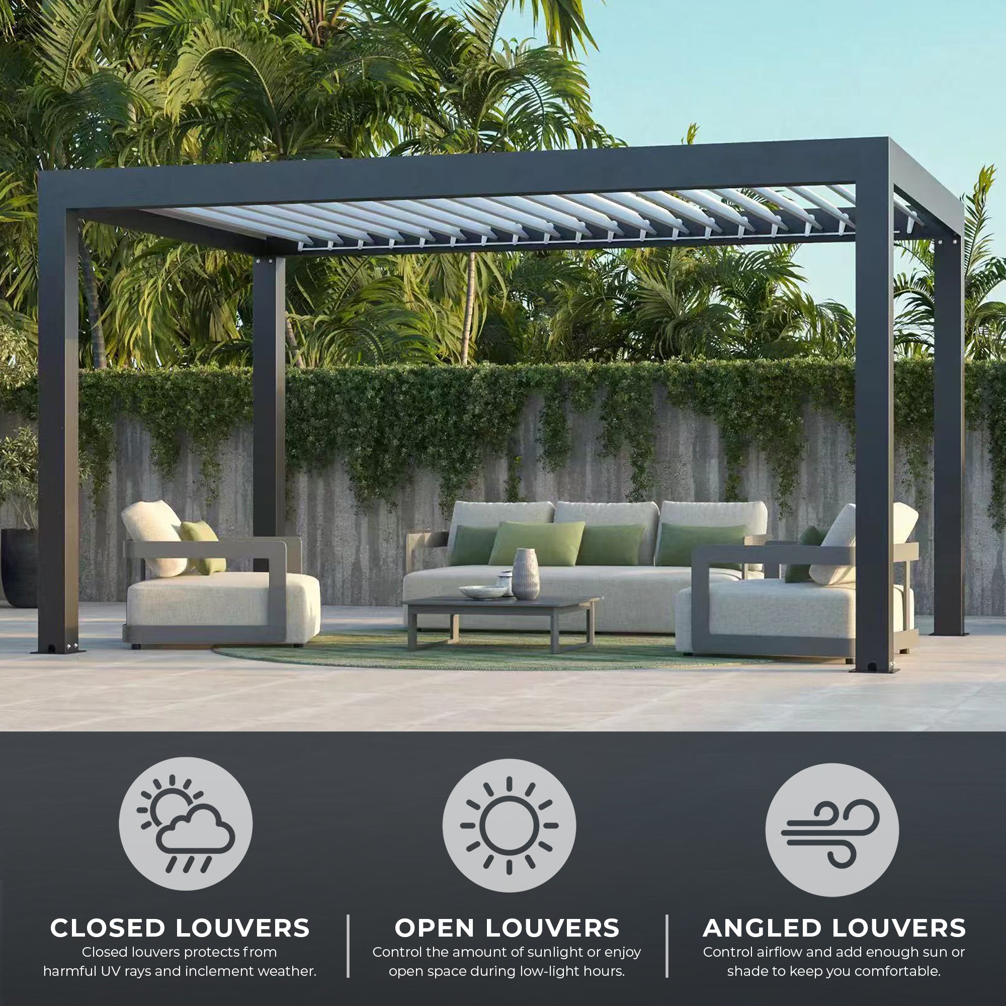 Yardistry Aluminum Louvered Pergola Room 12 ft x 14 ft - Image 3