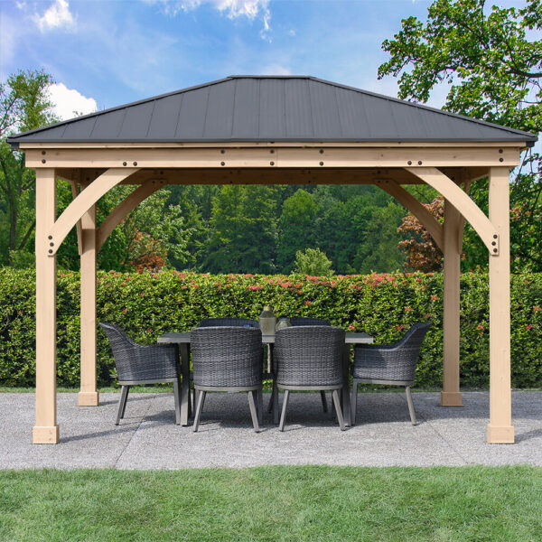 Yardistry Meridian Gazebo 11 ft x 13 ft Graphite Aluminum and Cedar