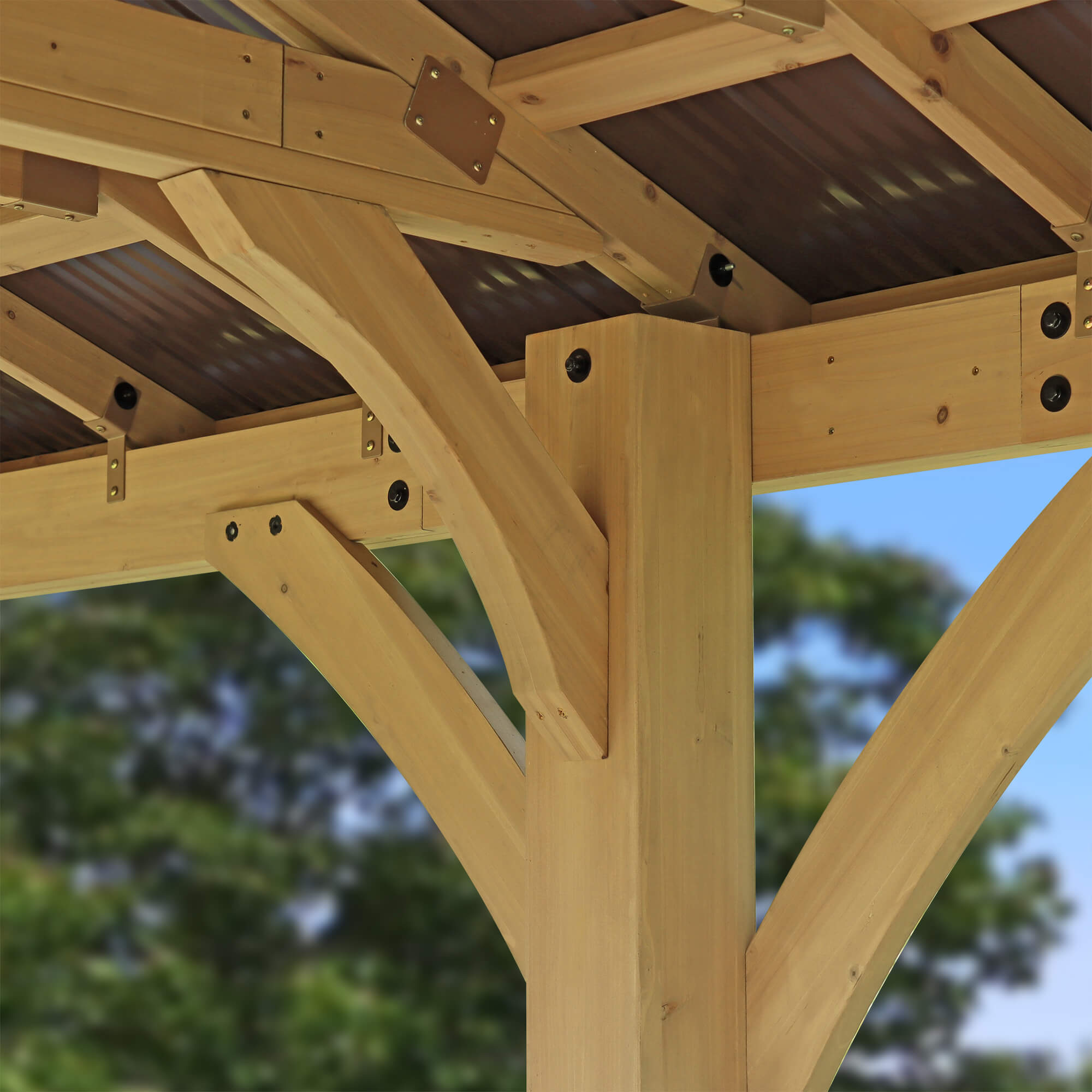 Yardistry Structures 12x24 ft Cedar Gazebo with Aluminum Roof, Natural Cedar/Coffee Brown - Image 4