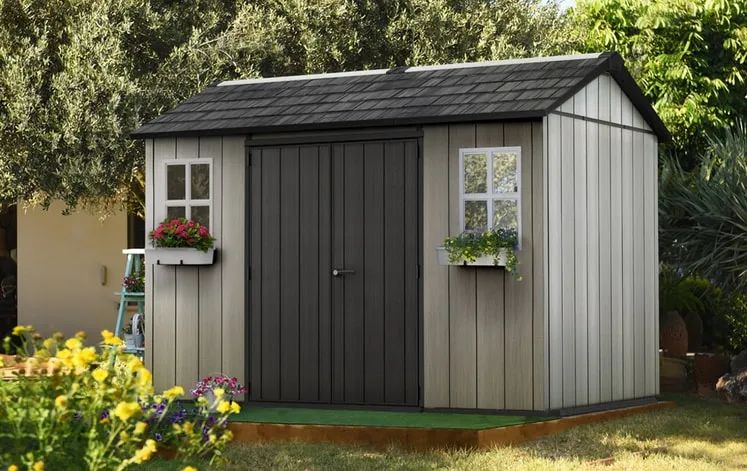 Keter Oakland 11x7.5 ft Grey Resin Outdoor Storage Shed - Image 2