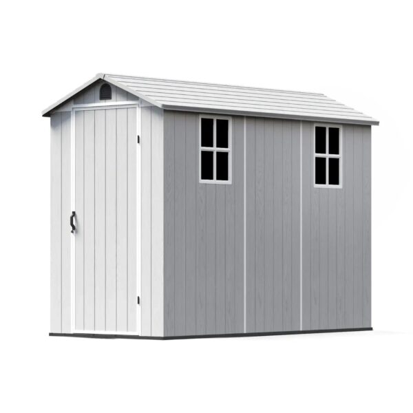 Patiowell Plastic Storage Shed with Floor, Gray, 4x8 ft