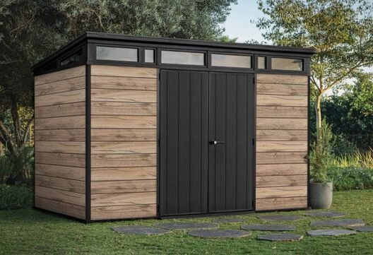 Keter Signature 11x7 Pine Brown Resin Storage Shed - Image 2