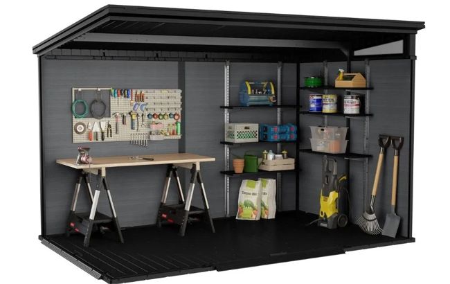 Keter Signature 11x7 Pine Brown Resin Storage Shed - Image 6