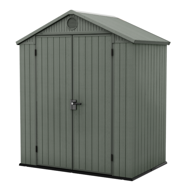 Keter Darwin 6x4 ft. Green Evotech Wood-Look Resin Outdoor Storage Shed
