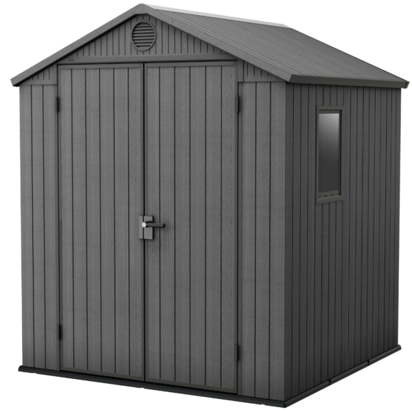 Keter Darwin 6x6 ft. Evotech Outdoor Storage Shed with Floor and Skylight, Graphite