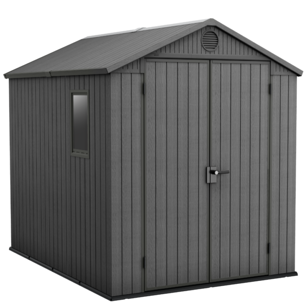 Keter Darwin 6x8 ft. Outdoor Storage Shed with Window and Skylight, Graphite