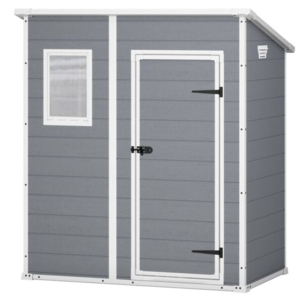 Keter Manor Pent 6x4 ft. Resin Outdoor Storage Shed, Gray/White