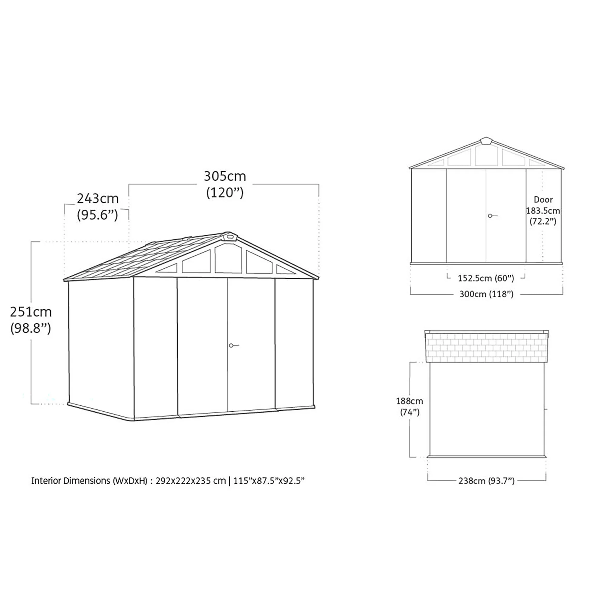 10x8ft Heavy Duty Outdoor Garden Storage Shed with Wide Doors & Ventilation - Image 7