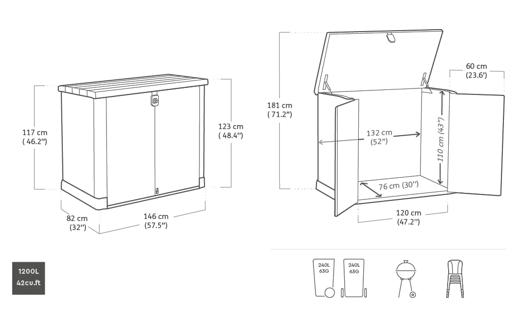 1200L Outdoor Garden Storage Shed with Wide Doors & Weatherproof Design - Image 9