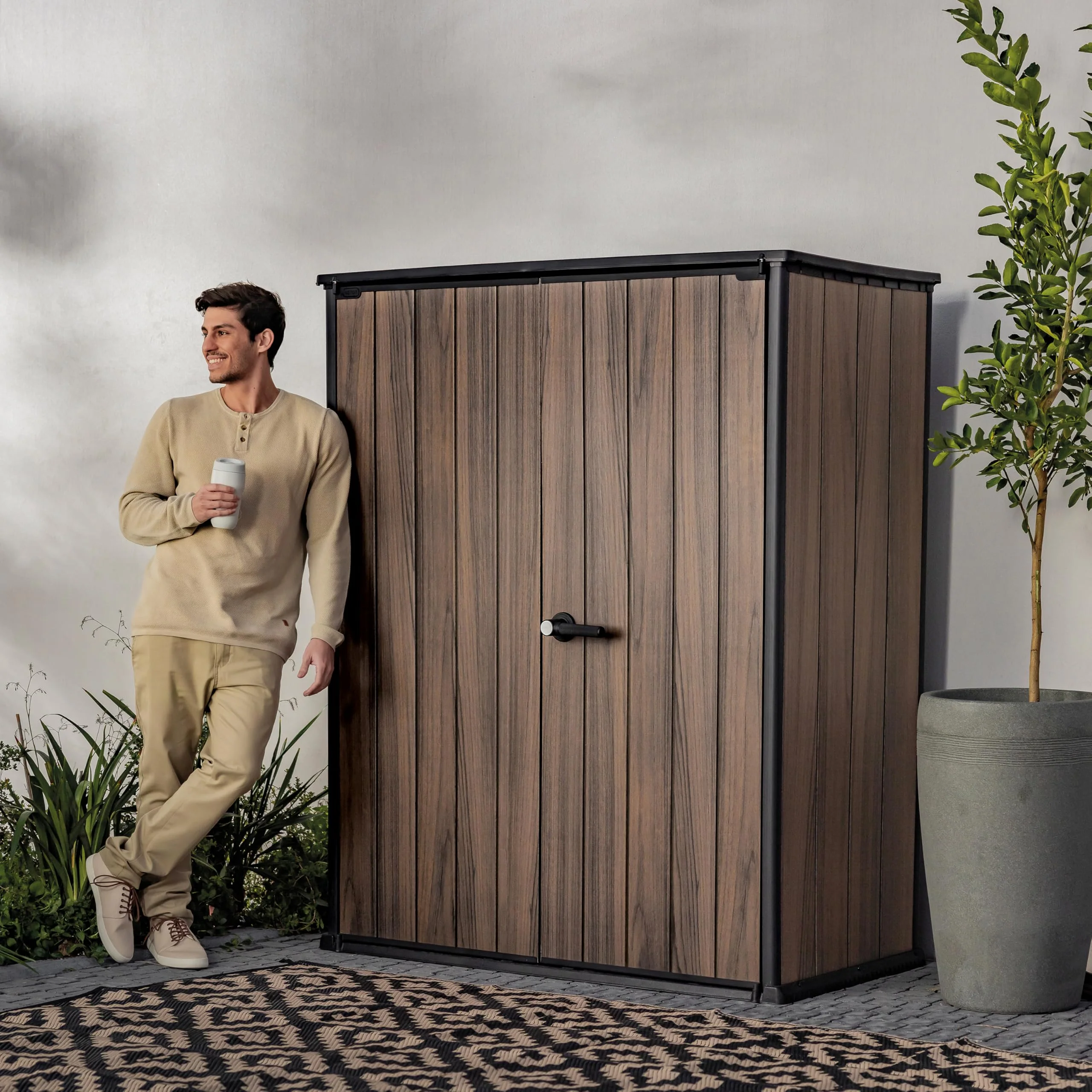 1400L Outdoor Storage Cabinet with Shelves & Weatherproof Vertical Design - Image 2