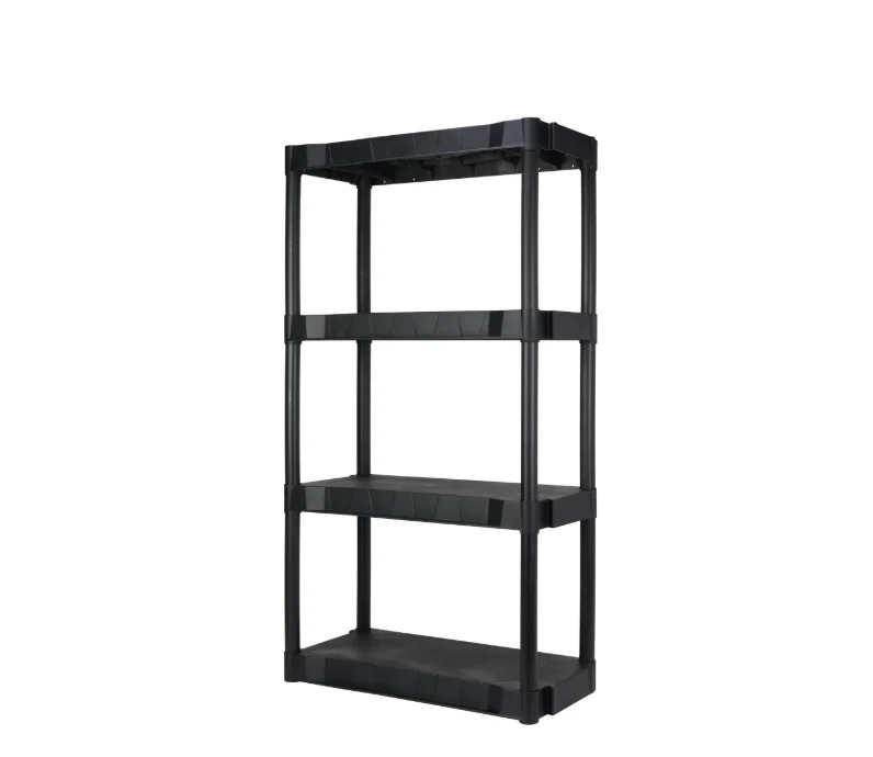 4-Tier Black Plastic Storage Shelving Unit,280 lb Capacity, 56.2x30x13.8 in