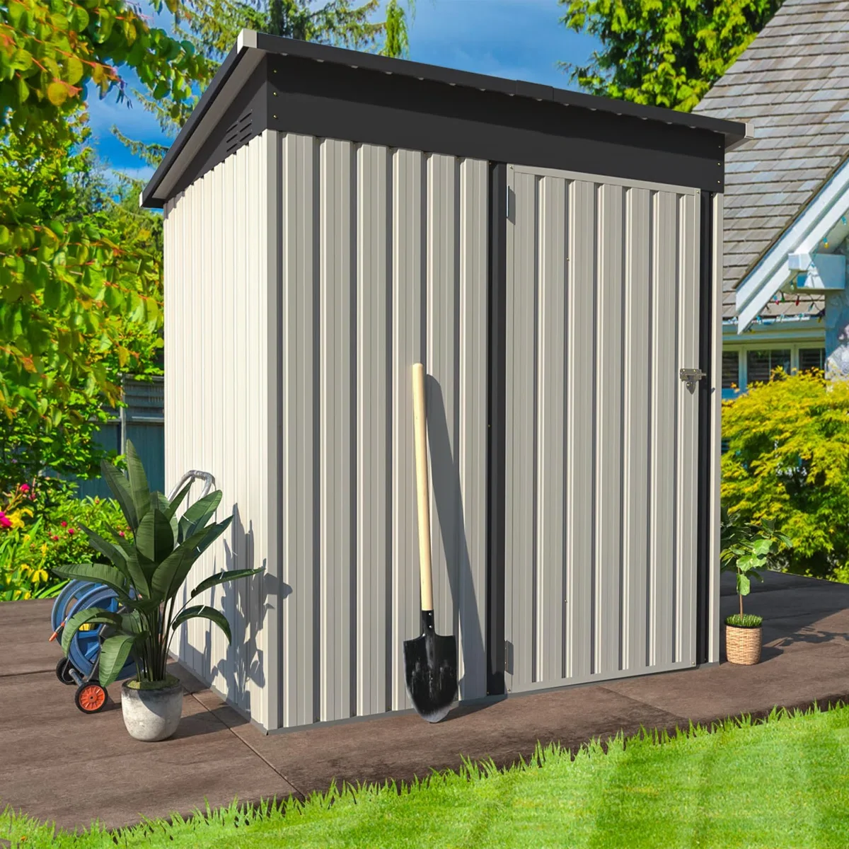 5 Ft. W X 3 Ft. D Metal Lean-To Garden Shed - Image 4
