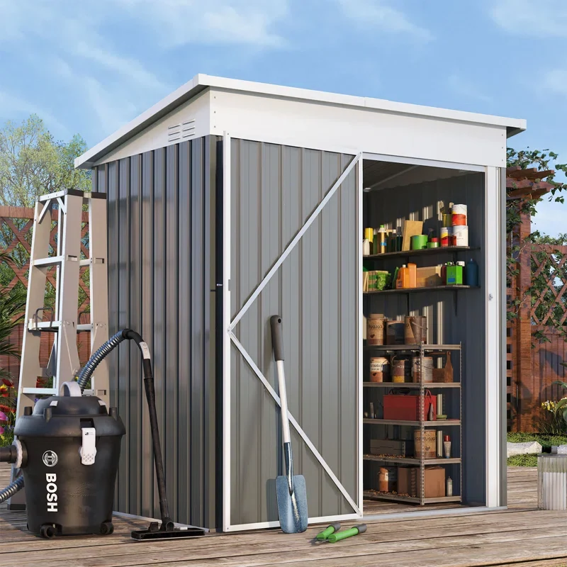5 Ft. W X 3 Ft. D Metal Lean-To Garden Shed - Image 5