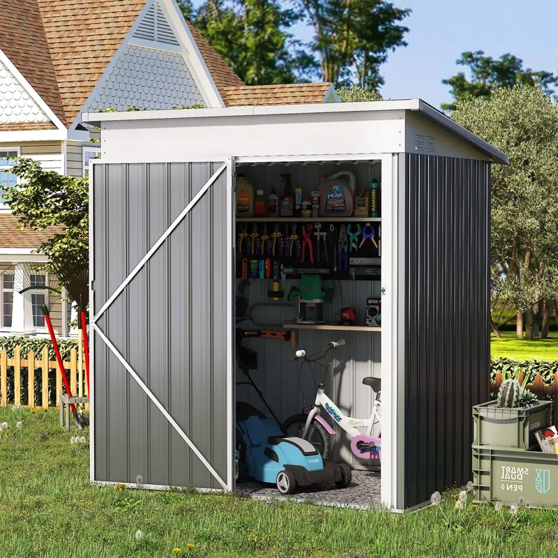 5 Ft. W X 3 Ft. D Metal Lean-To Garden Shed - Image 8