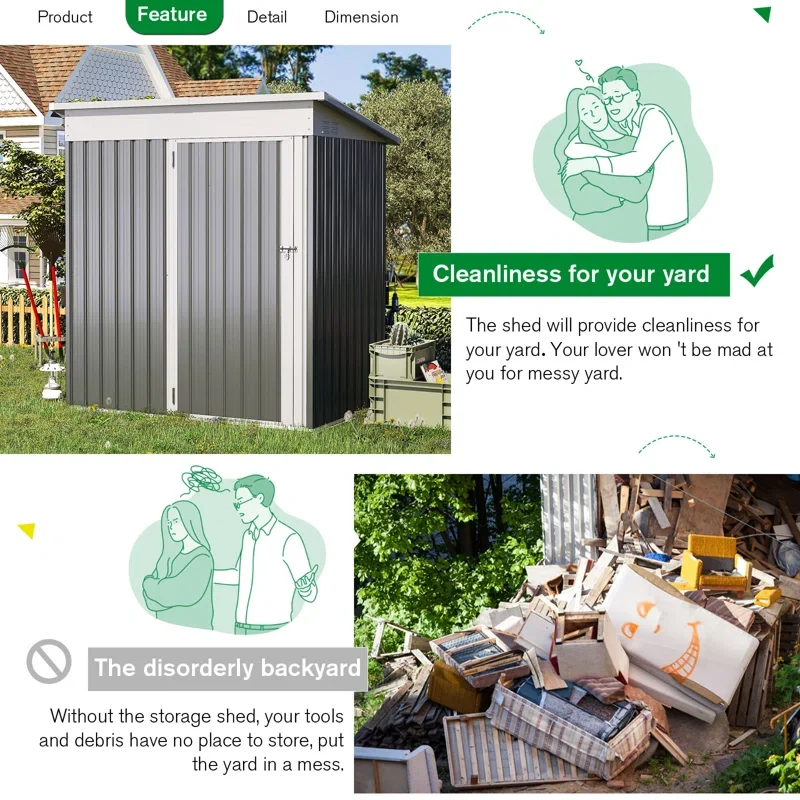 5 Ft. W X 3 Ft. D Metal Lean-To Garden Shed - Image 10