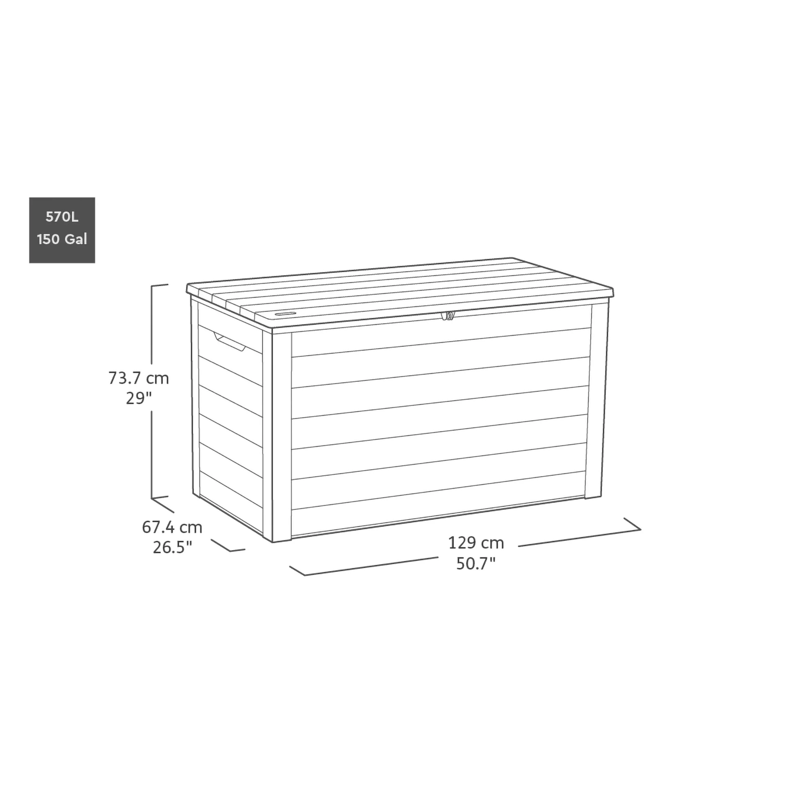 575L Outdoor Garden Storage Box with Lockable Lid & Extra Seating - Image 7