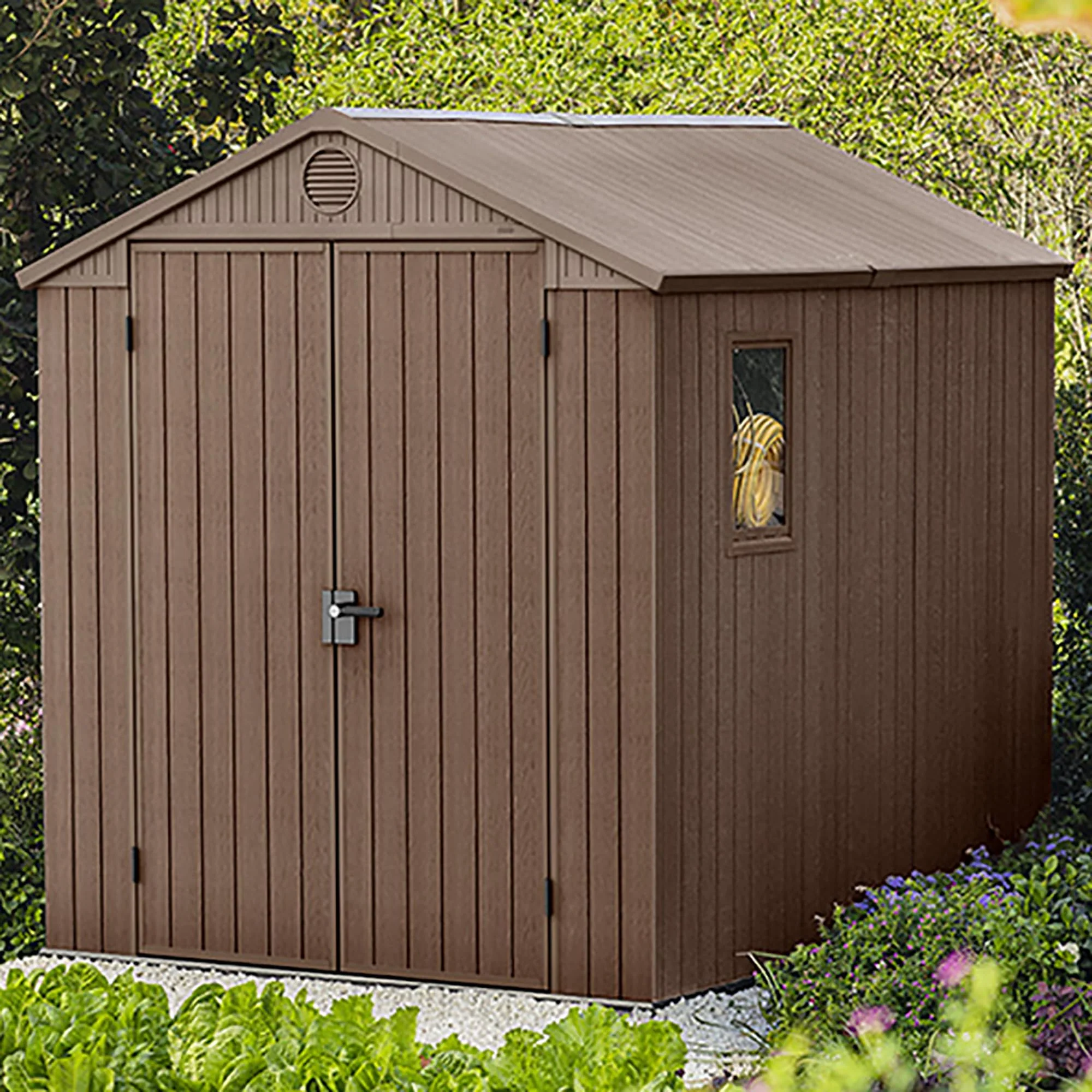6x8ft Outdoor Garden Storage Shed with Double Doors & Weatherproof Design - Image 2