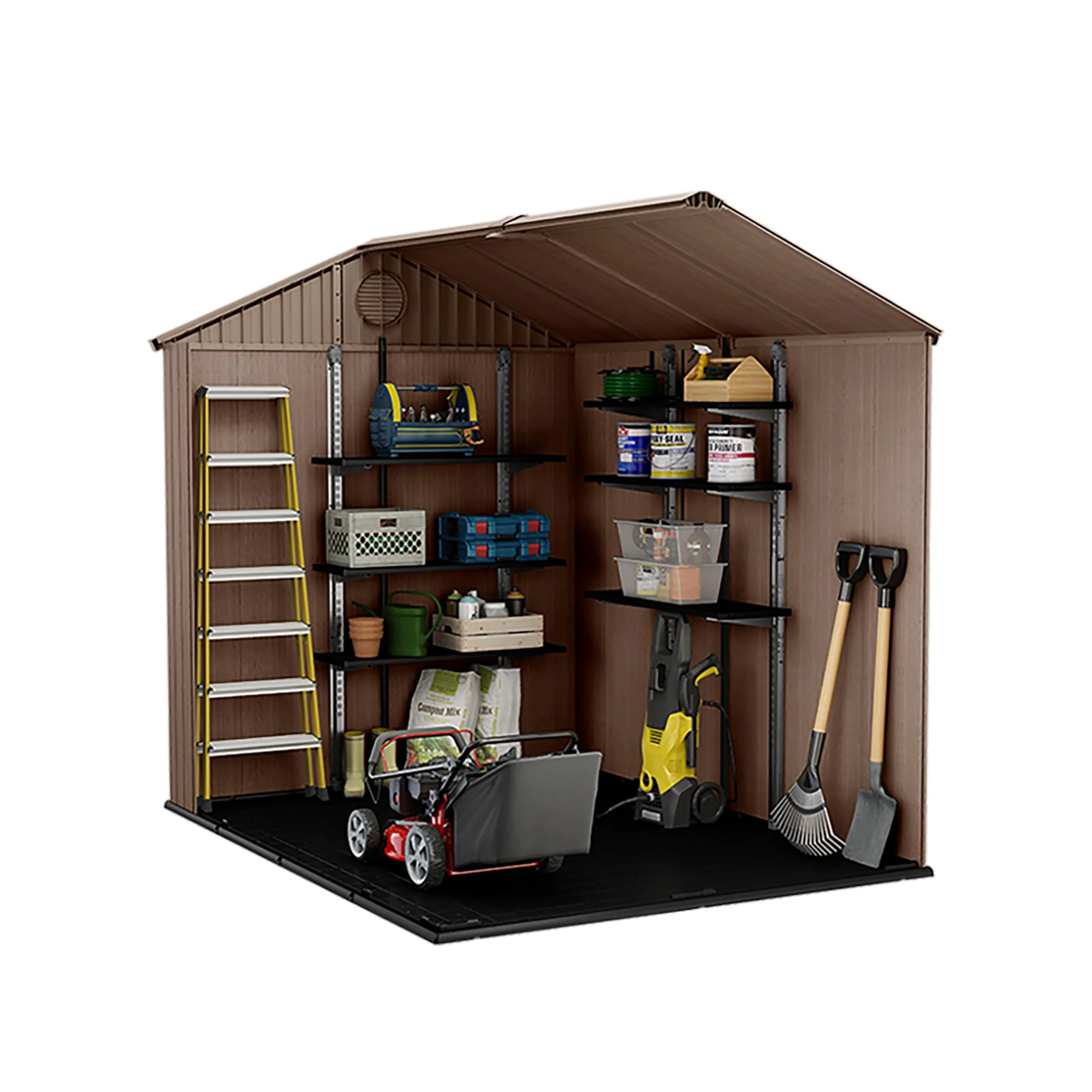6x8ft Outdoor Garden Storage Shed with Double Doors & Weatherproof Design - Image 6