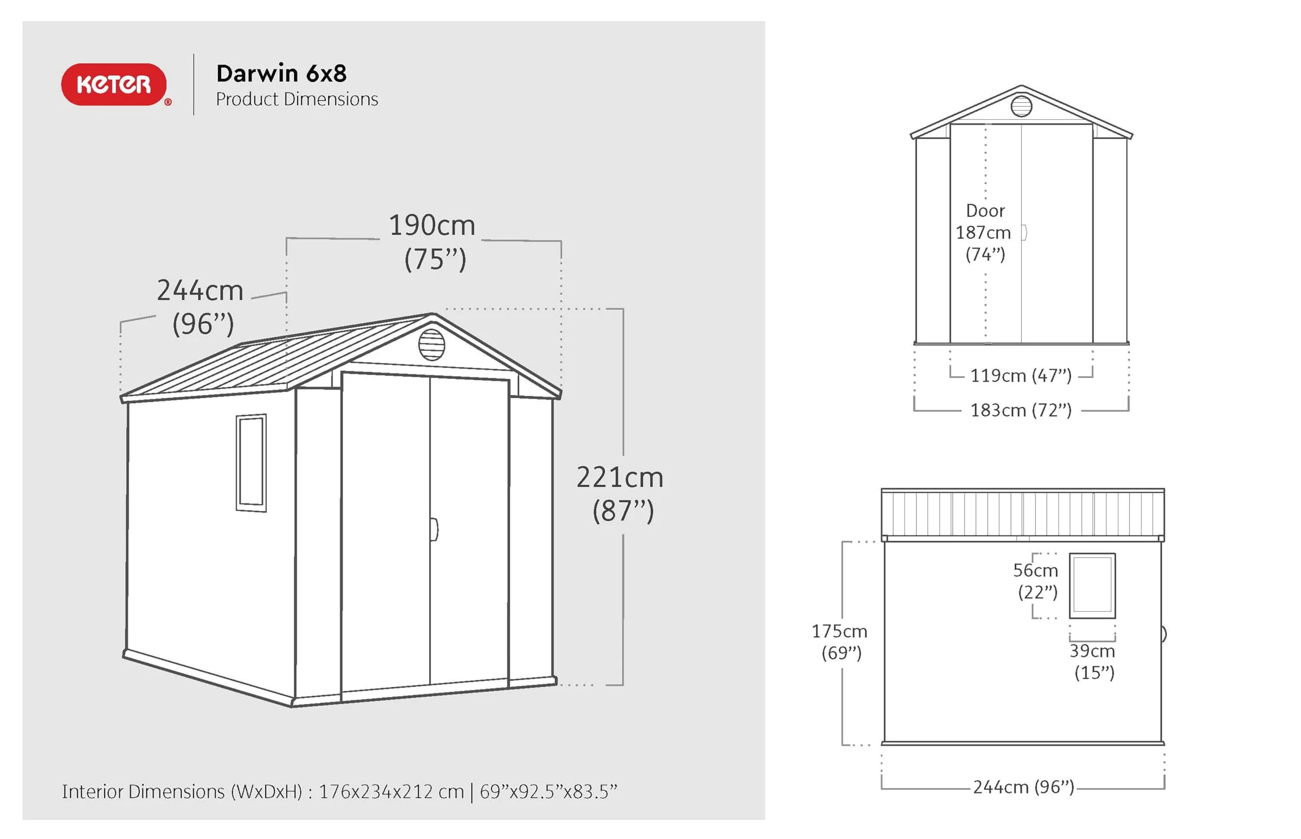 6x8ft Outdoor Garden Storage Shed with Double Doors & Weatherproof Design - Image 7