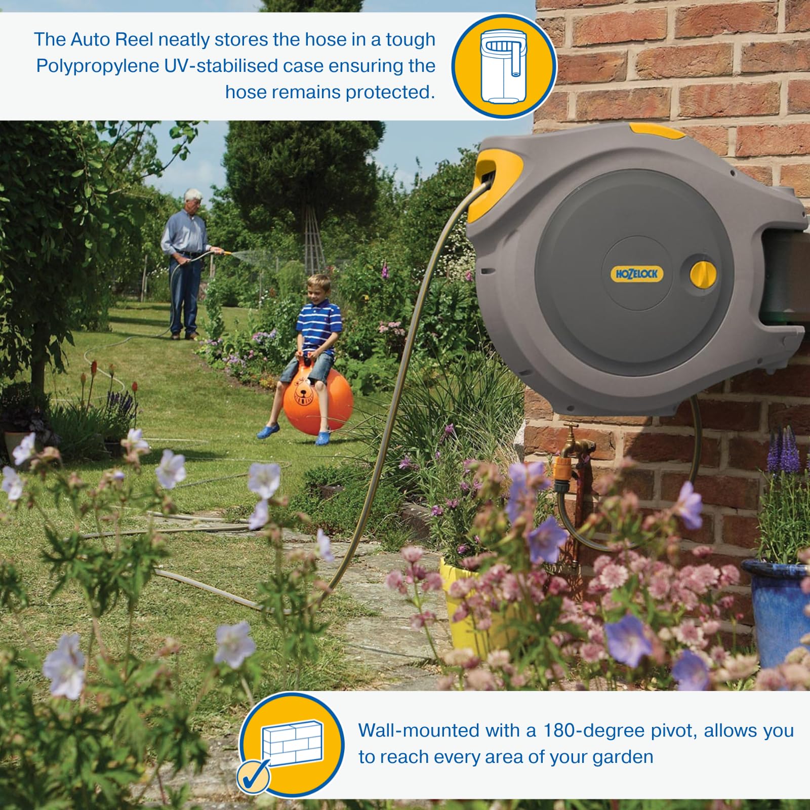 Automatic Wall Mounted Garden Hose Reel with 40M Retractable Hose - Image 2