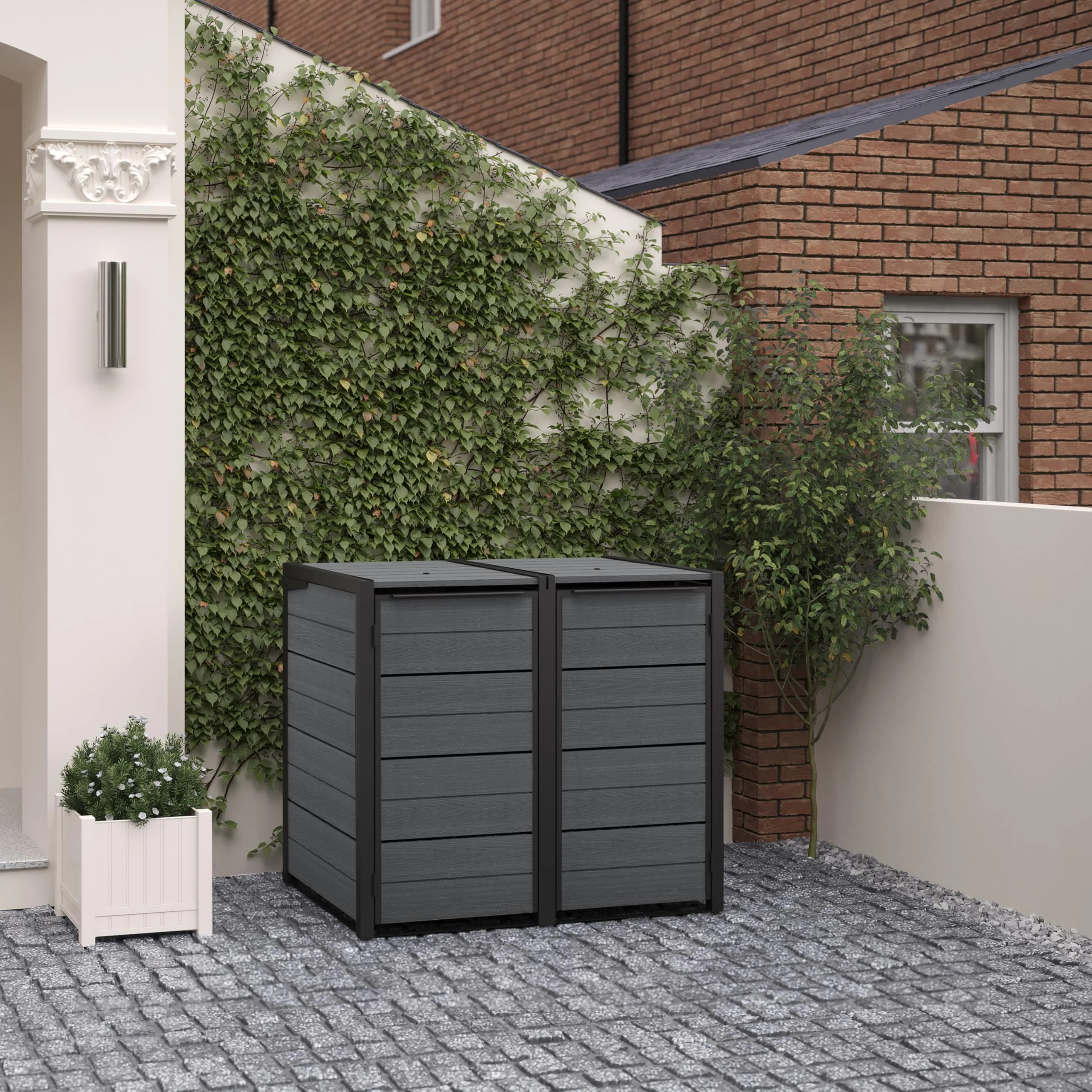 Double Wheelie Bin Storage Unit with Weatherproof Design & Easy Access Lid - Image 2