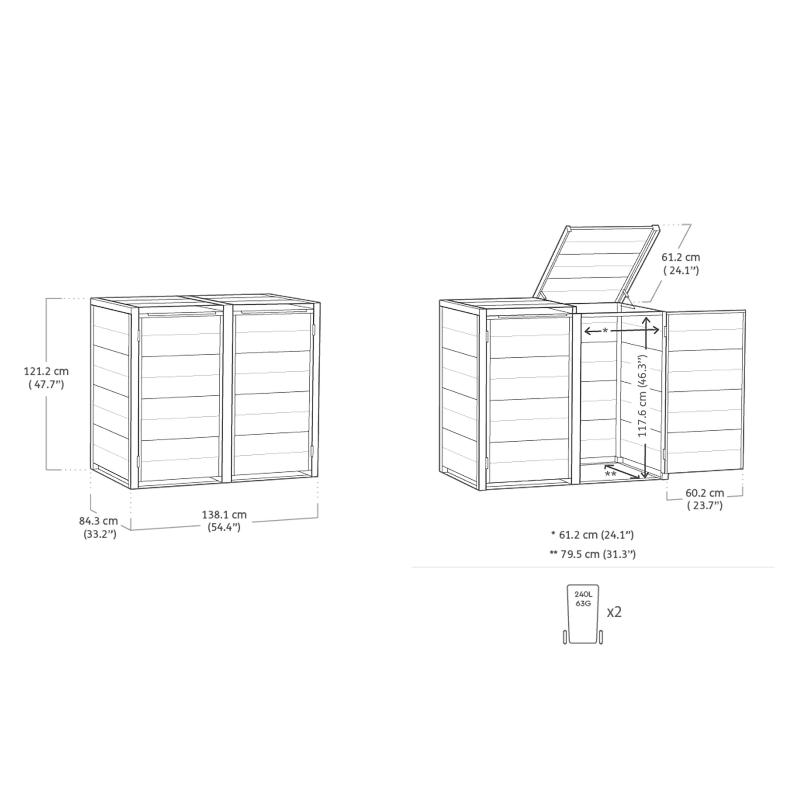 Double Wheelie Bin Storage Unit with Weatherproof Design & Easy Access Lid - Image 7