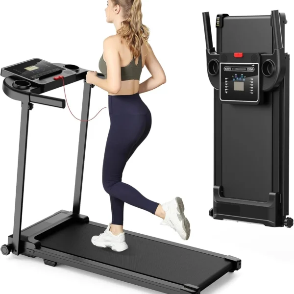 Foldable Walking Pad Treadmill with Handle, LCD Display & Compact Design