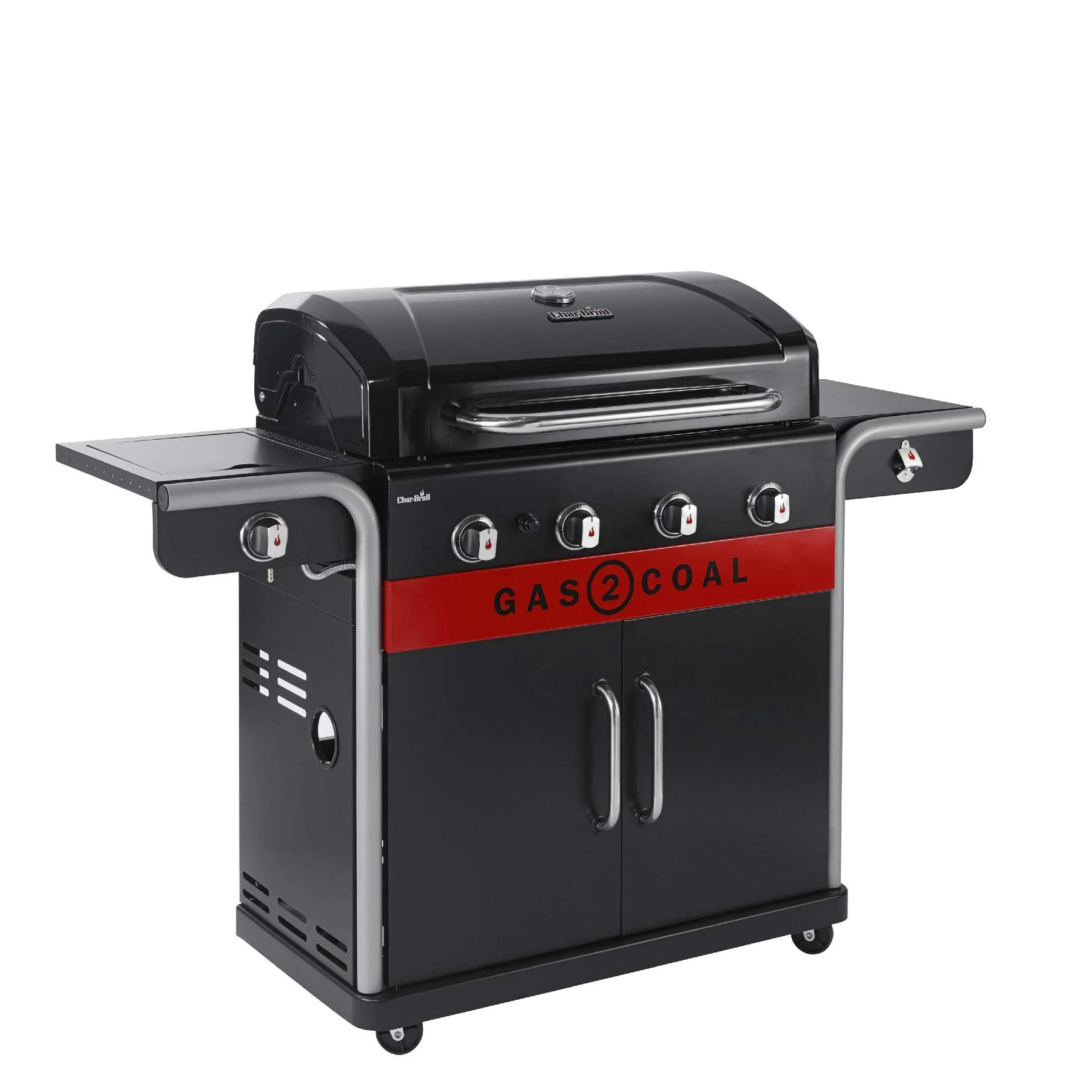 Hybrid Gas & Charcoal BBQ Grill with Cast Iron Grates & Temperature Gauge - Image 2