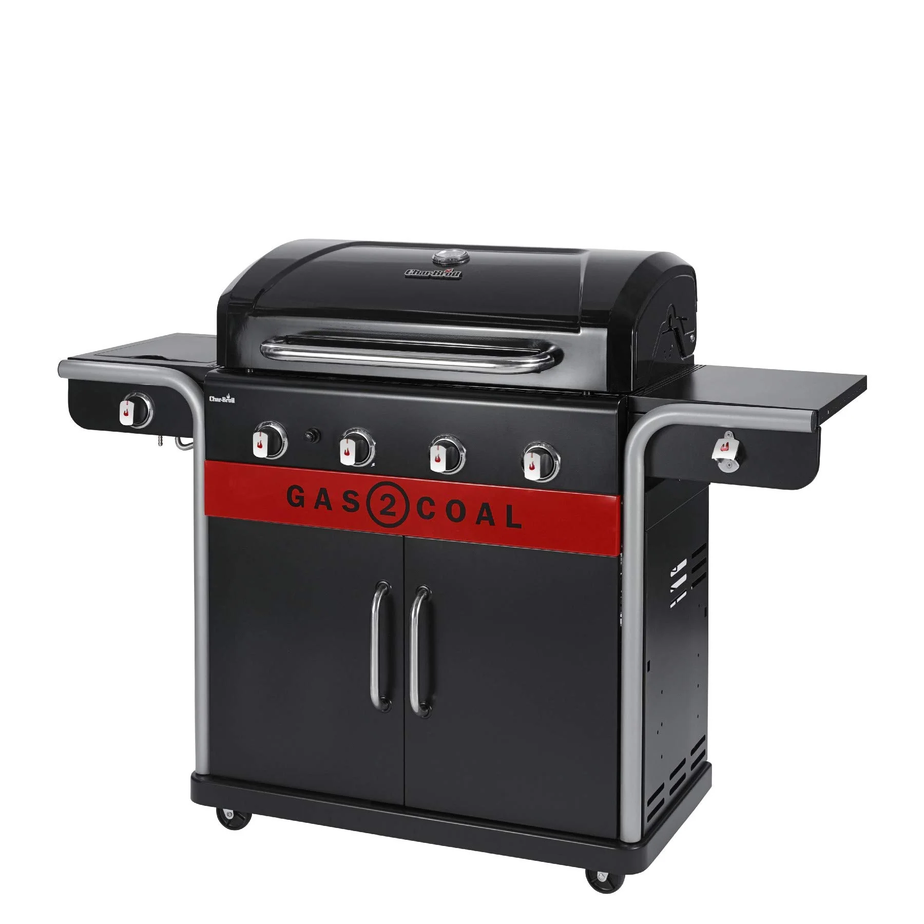 Hybrid Gas & Charcoal BBQ Grill with Cast Iron Grates & Temperature Gauge - Image 3