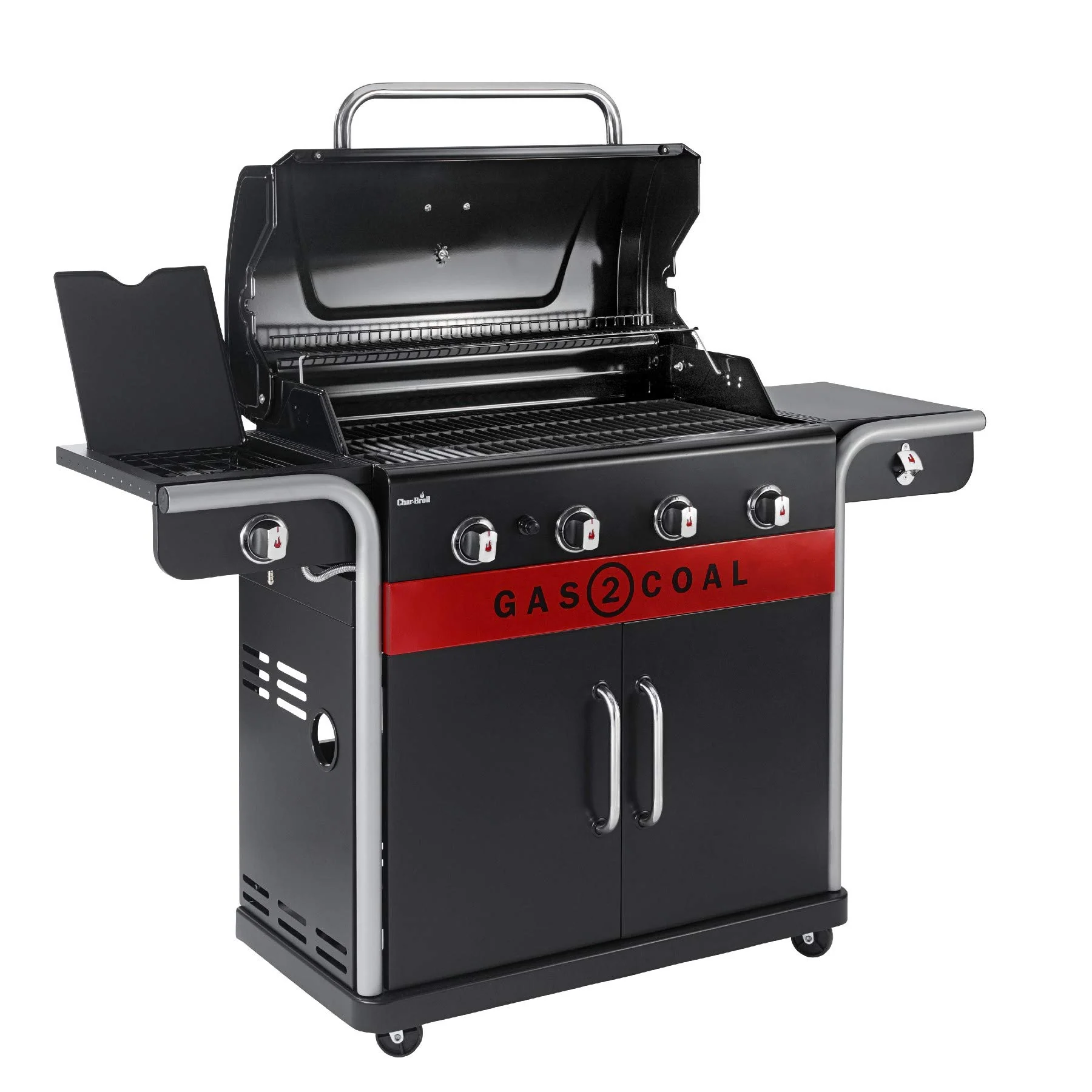 Hybrid Gas & Charcoal BBQ Grill with Cast Iron Grates & Temperature Gauge - Image 5