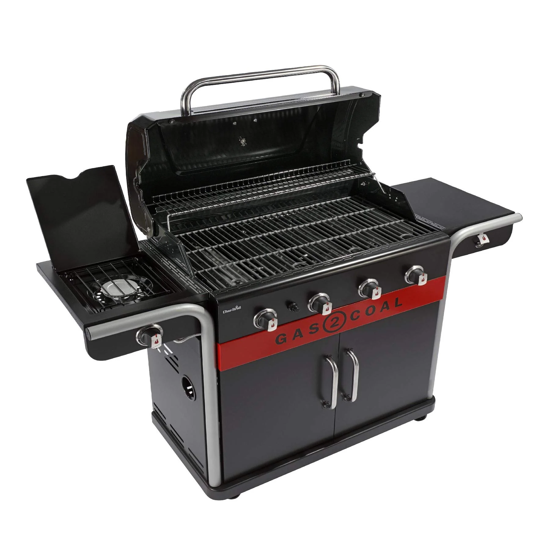 Hybrid Gas & Charcoal BBQ Grill with Cast Iron Grates & Temperature Gauge - Image 6