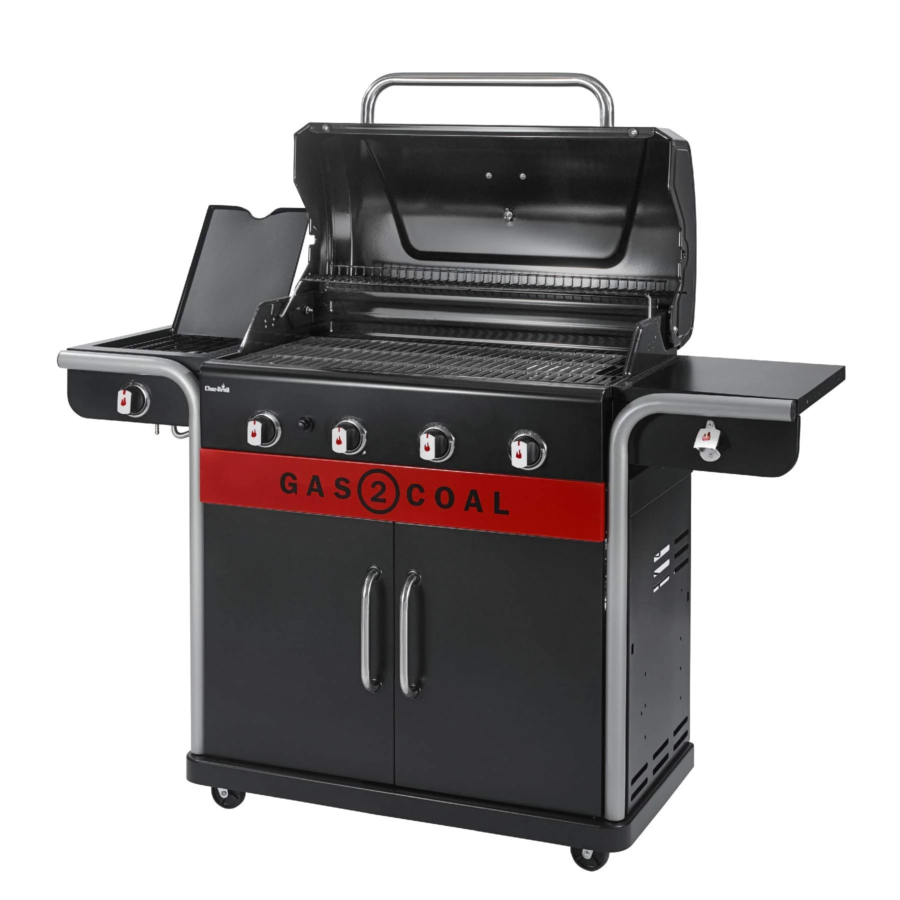 Hybrid Gas & Charcoal BBQ Grill with Cast Iron Grates & Temperature Gauge - Image 7