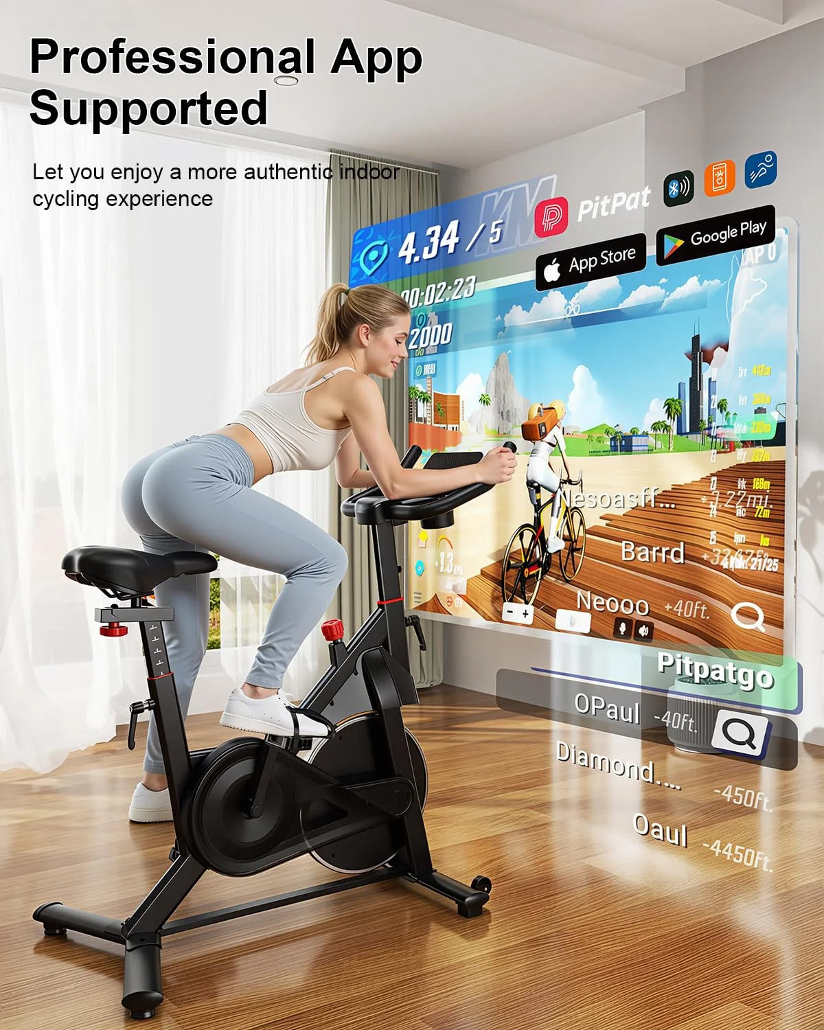 Magnetic Indoor Exercise Bike with LCD Display & Smart App Connectivity - Image 2
