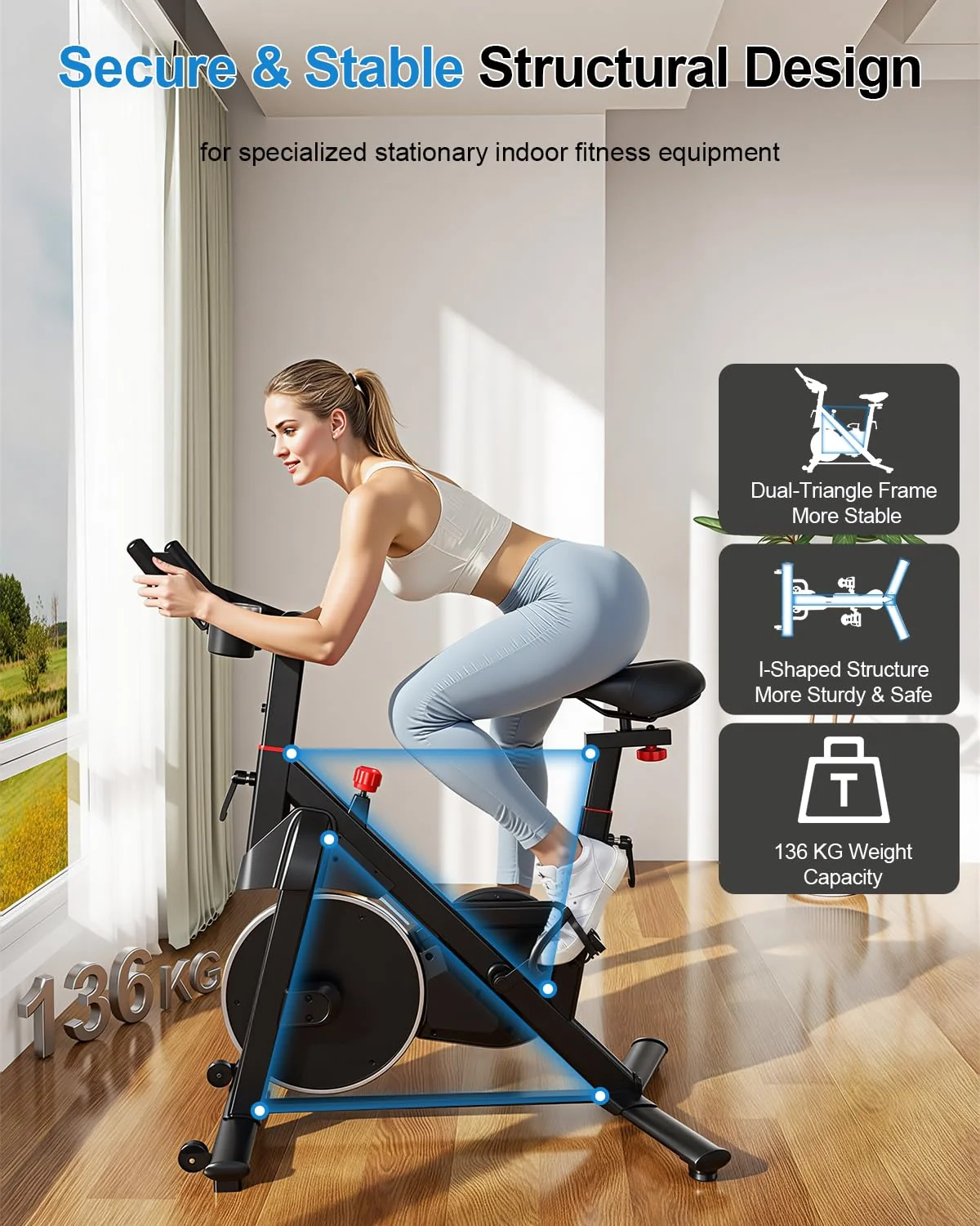 Magnetic Indoor Exercise Bike with LCD Display & Smart App Connectivity - Image 3